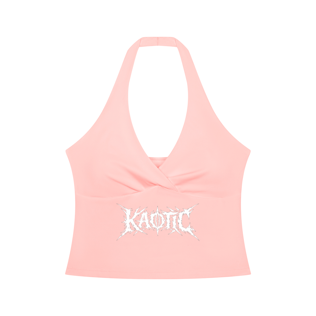 Kaotic Women’s Ruched Halter Yoga Tank Top