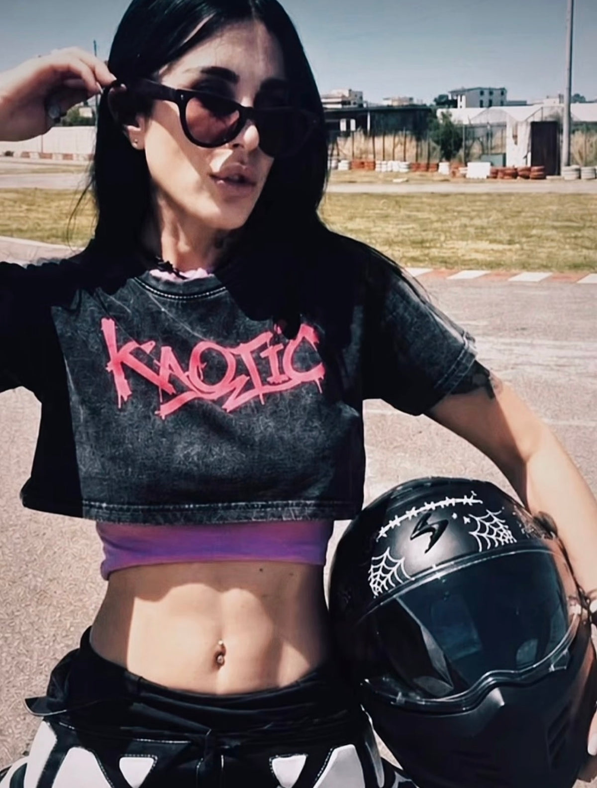 KAOTIC SNOW WASHED CROP TOP